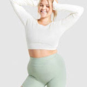 Gymshark X Whitney Simmons v2 Long Sleeve Crop Top - Unbleached